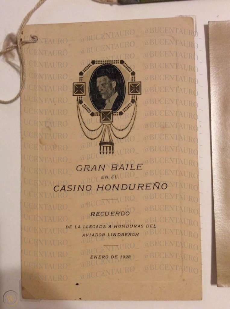 Programa del Casino Hondureño para el festejo en honor de Charles Lindbergh
